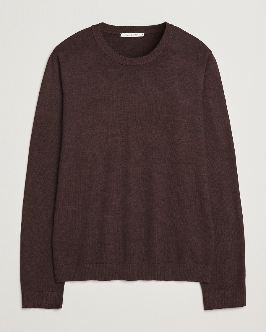 Herren | Pullover | A Day's March | Alagón Merino Crew Dark Brown