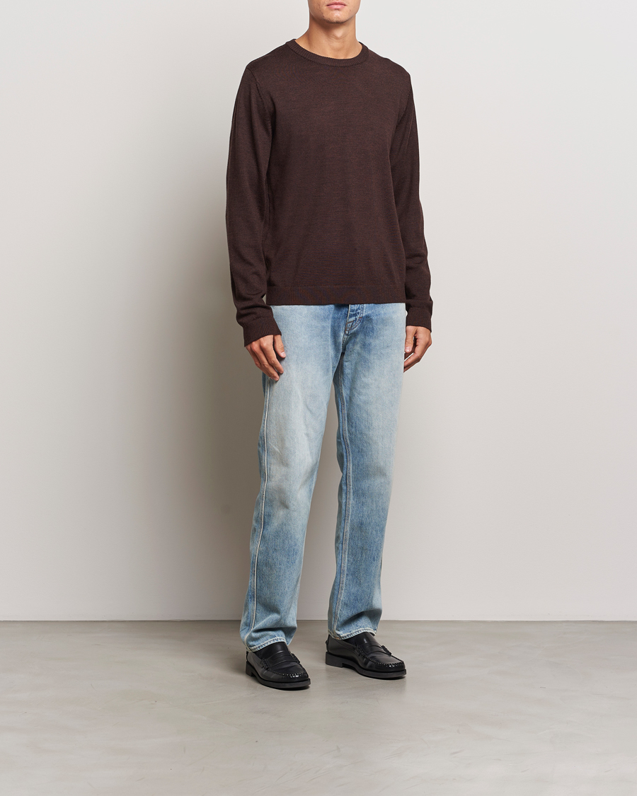 Herren | Pullover | A Day's March | Alagón Merino Crew Dark Brown
