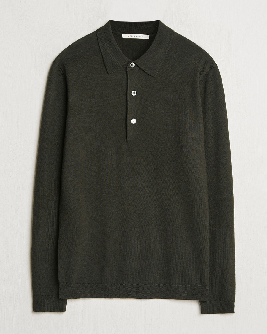 Herren | Pullover | A Day's March | Ambroz Merino Polo Dark Green