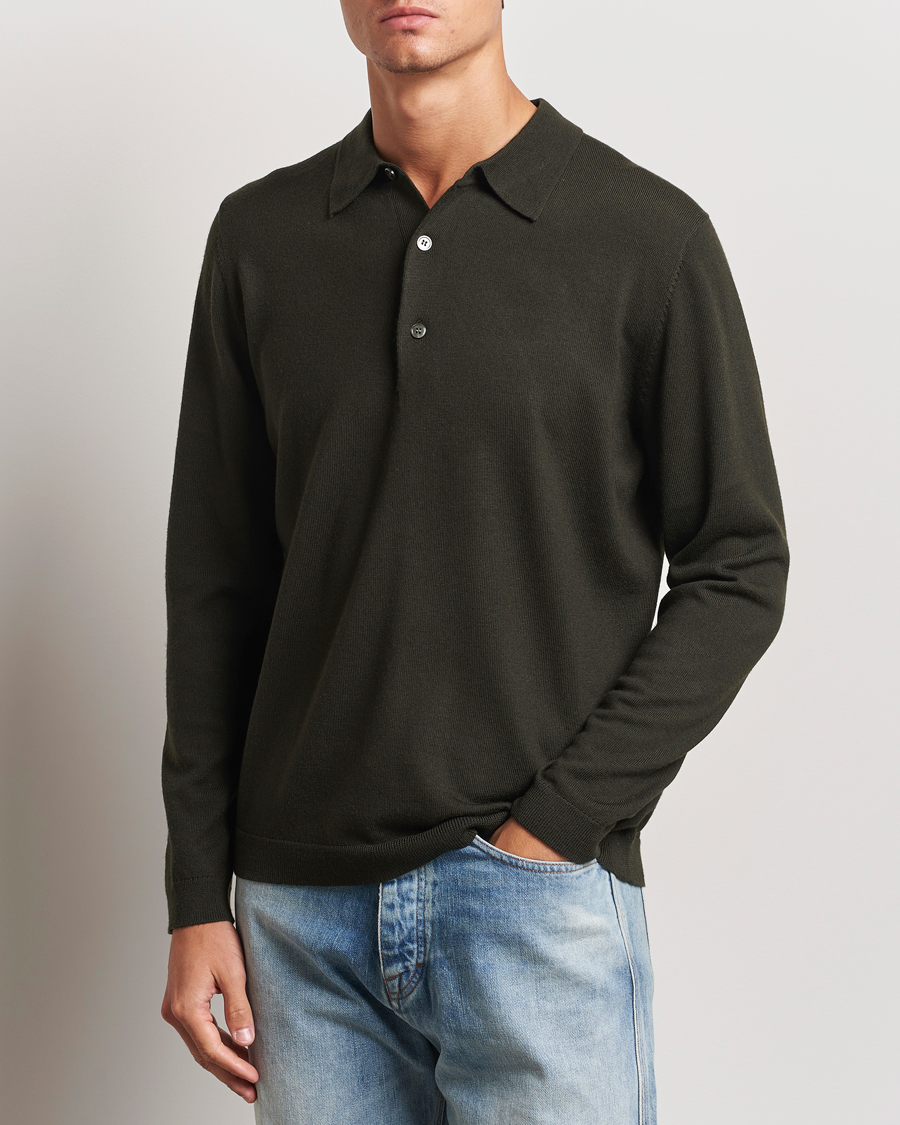 Herren | Pullover | A Day's March | Ambroz Merino Polo Dark Green