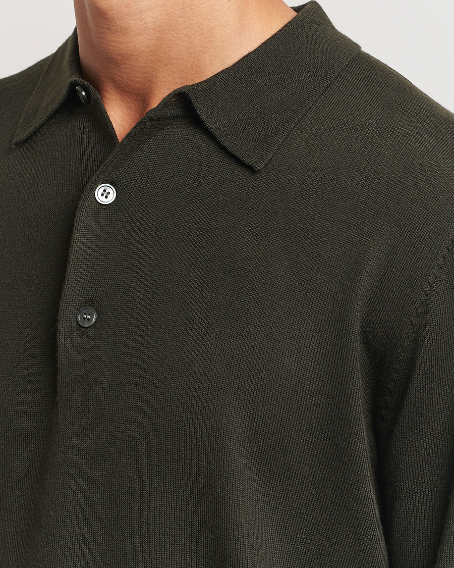 Herren | Pullover | A Day's March | Ambroz Merino Polo Dark Green