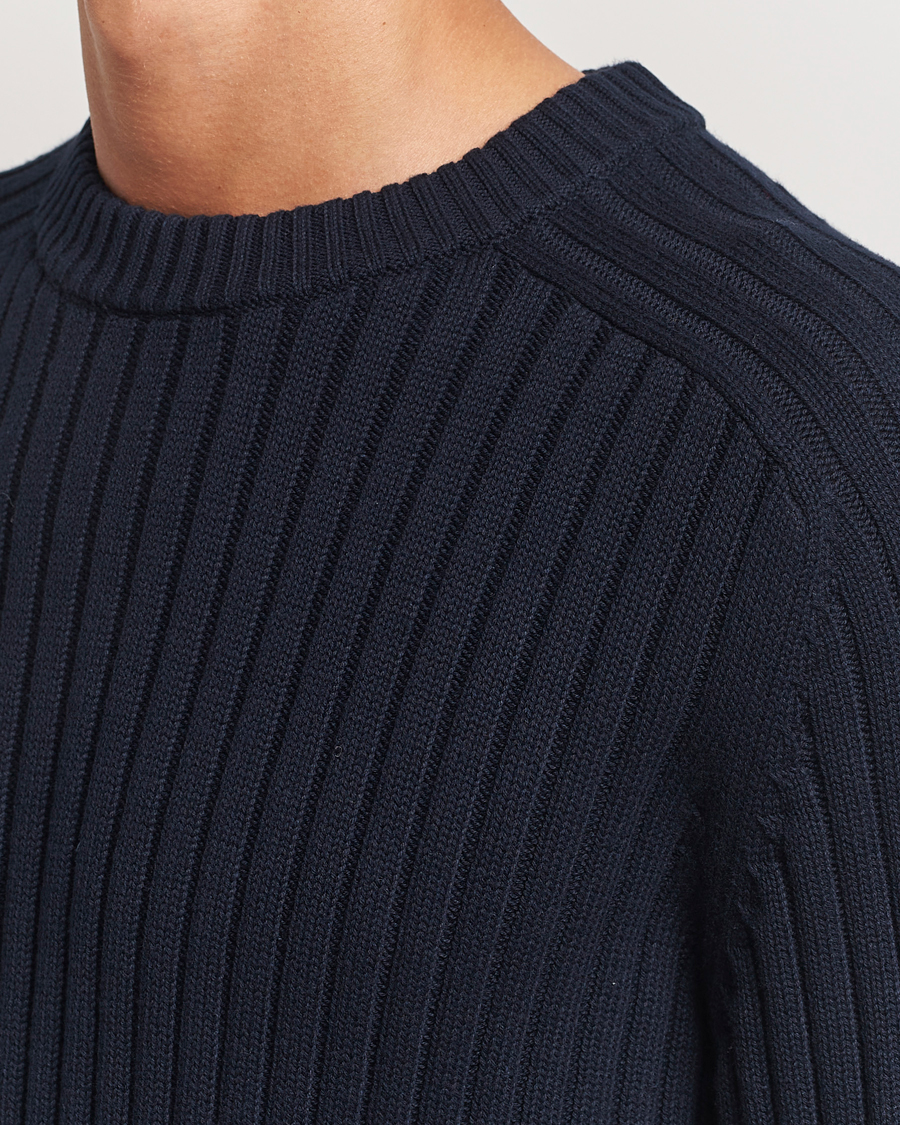 Herren | Pullover | A Day's March | Elmer Cotton Knit Sweater Navy