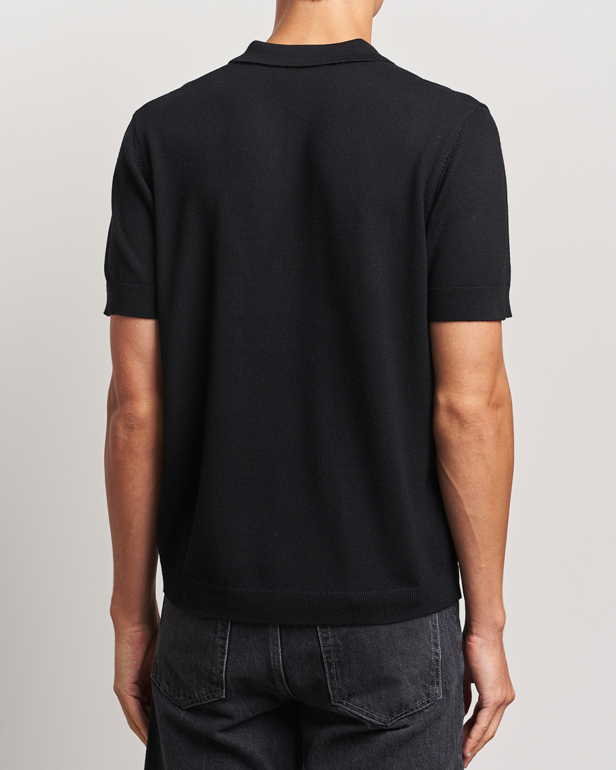 Herren | Poloshirts | A Day's March | Rosehall Short Sleeve Merino Polo Black