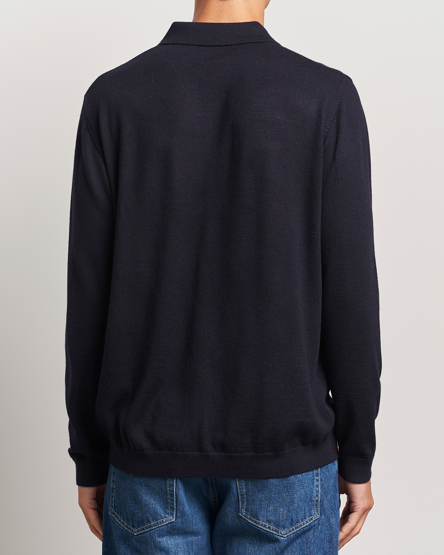 Herren | Pullover | A Day's March | Thompson Merino Half-Zip Polo Navy