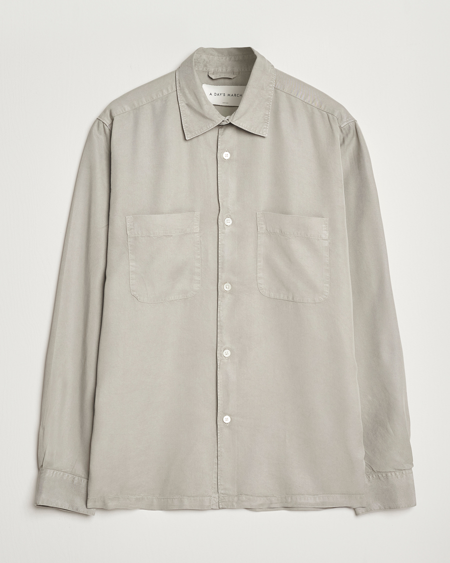 Herren | Hemden | A Day's March | Balain Lyocell Shirt Rock Grey