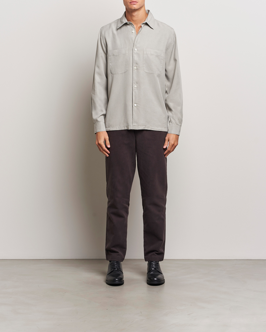 Herren | Hemden | A Day's March | Balain Lyocell Shirt Rock Grey