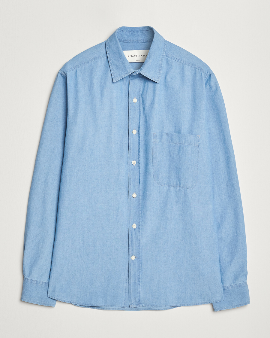 Herren | Hemden | A Day's March | Will Chambray Shirt Light Blue
