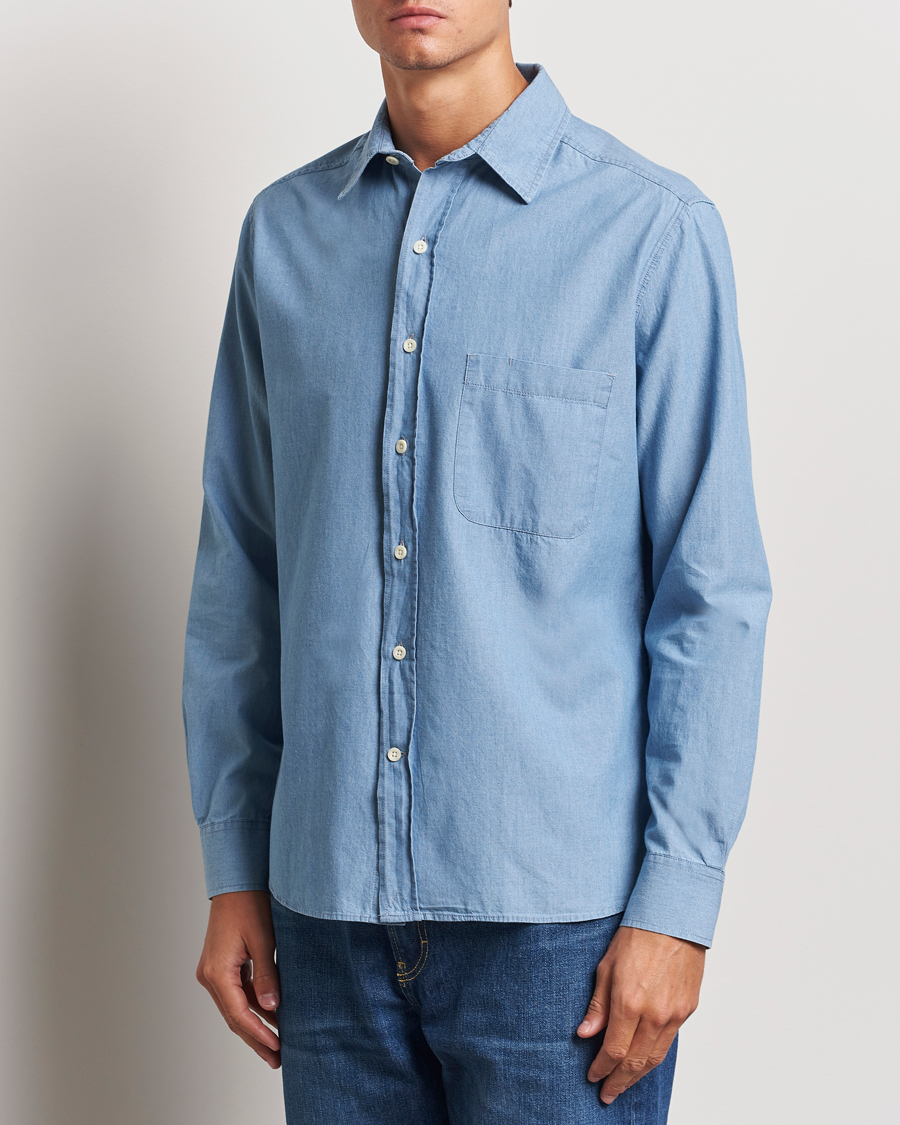 Herren | Hemden | A Day's March | Will Chambray Shirt Light Blue