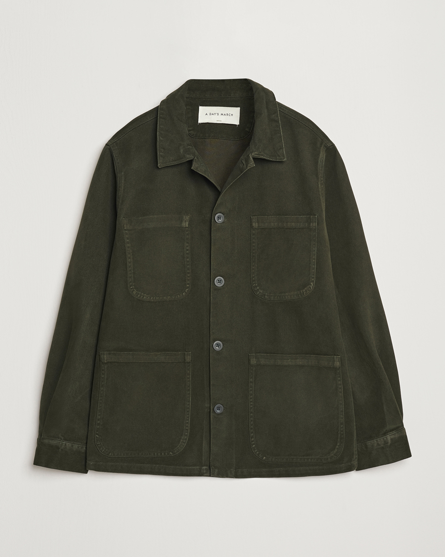 Herren | Hemden | A Day's March | Algot Cotton Lyocell Overshirt Deep Green