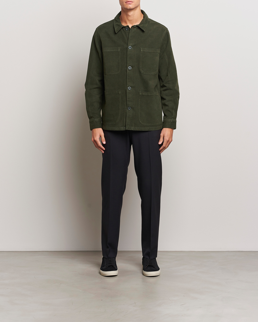 Herren | Hemden | A Day's March | Algot Cotton Lyocell Overshirt Deep Green