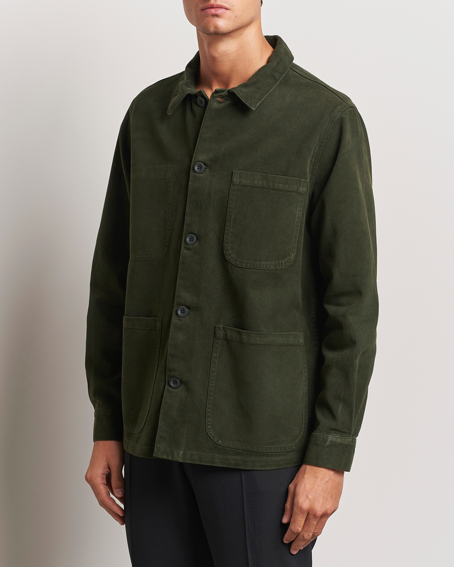 Herren | Hemden | A Day's March | Algot Cotton Lyocell Overshirt Deep Green
