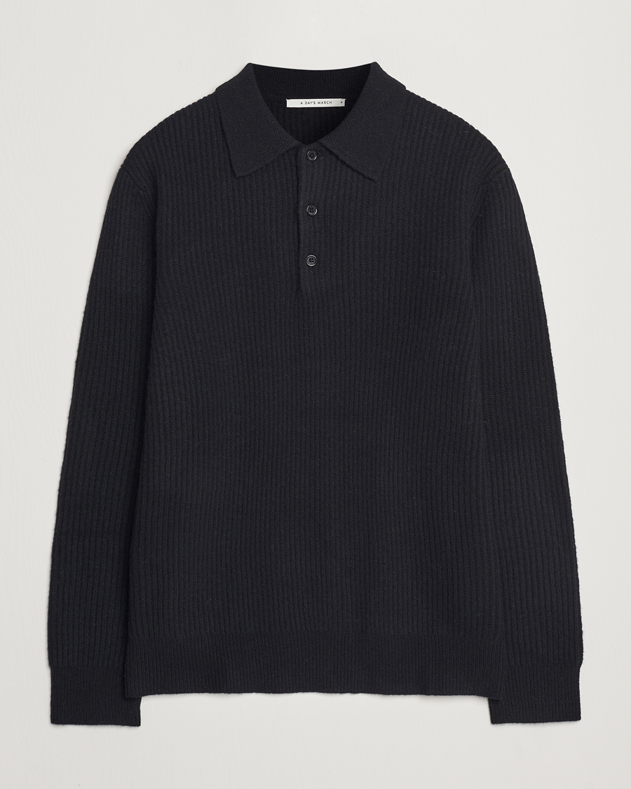 Herren | Pullover | A Day's March | Dover Lambswool Polo Black