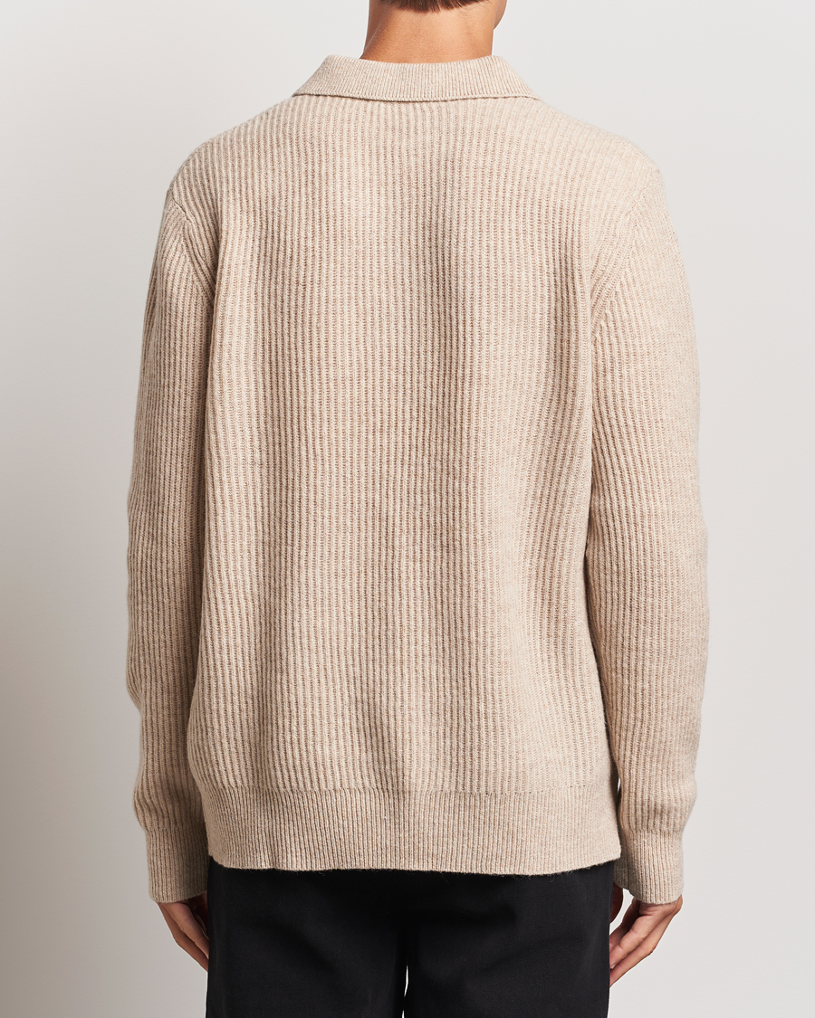 Herren | Pullover | A Day's March | Dover Lambswool Polo Sand Melange