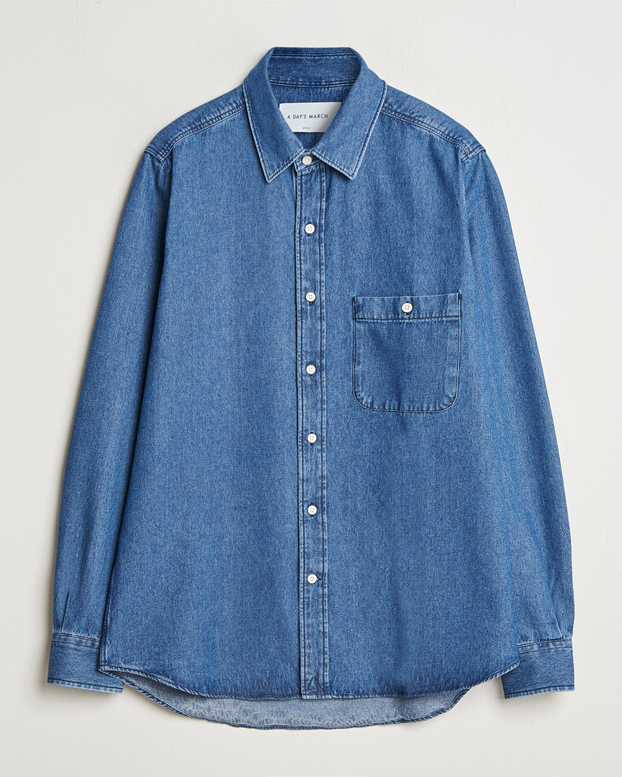 Herren | Hemden | A Day's March | Mason Sturdy Denim Shirt Indigo Blue