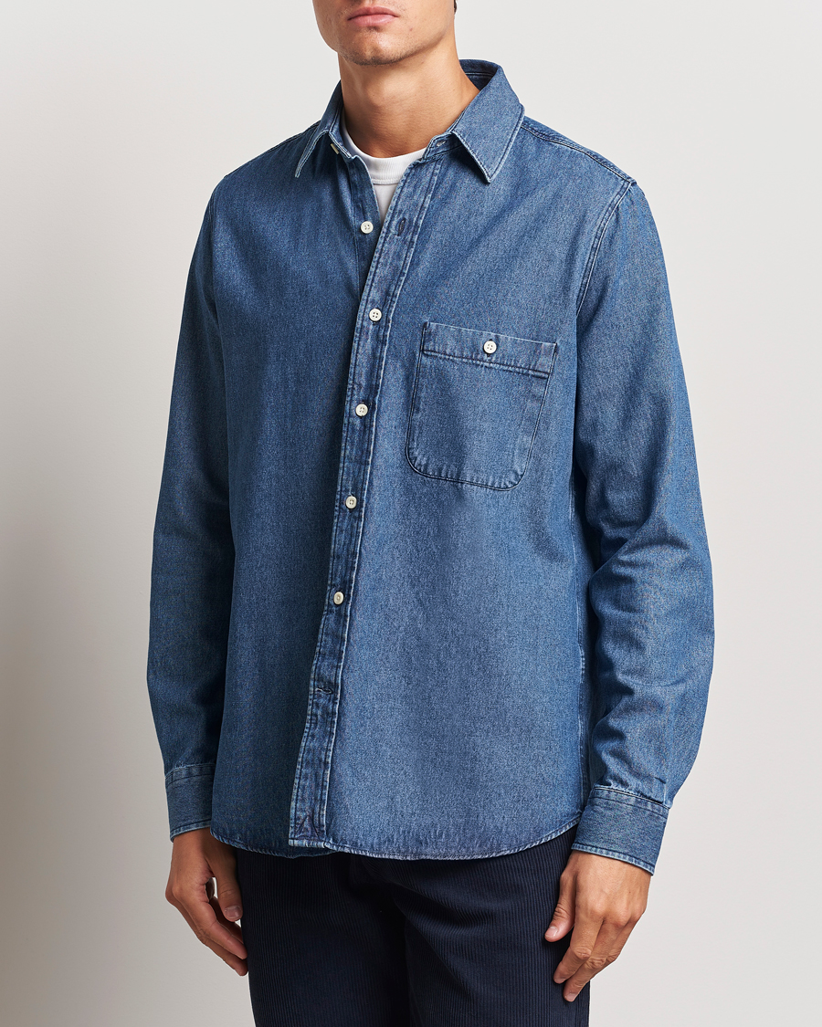 Herren | Hemden | A Day's March | Mason Sturdy Denim Shirt Indigo Blue