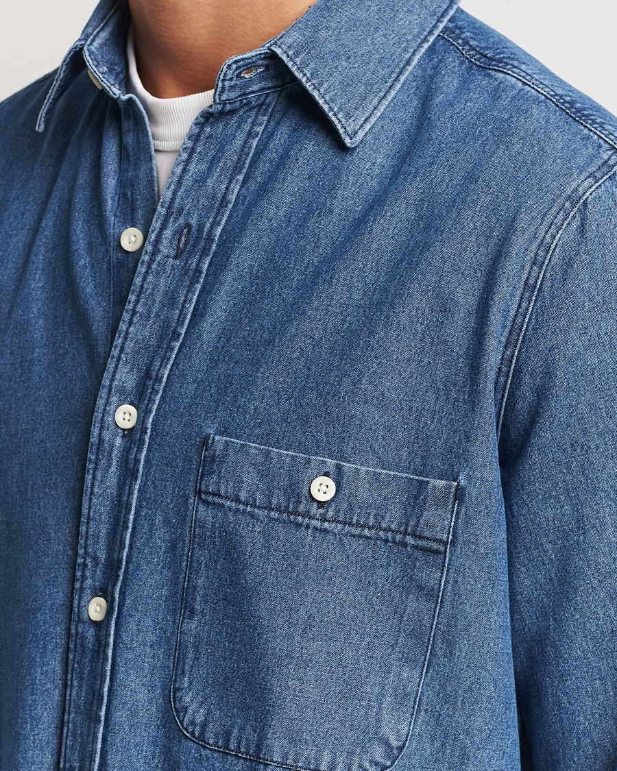 Herren | Hemden | A Day's March | Mason Sturdy Denim Shirt Indigo Blue