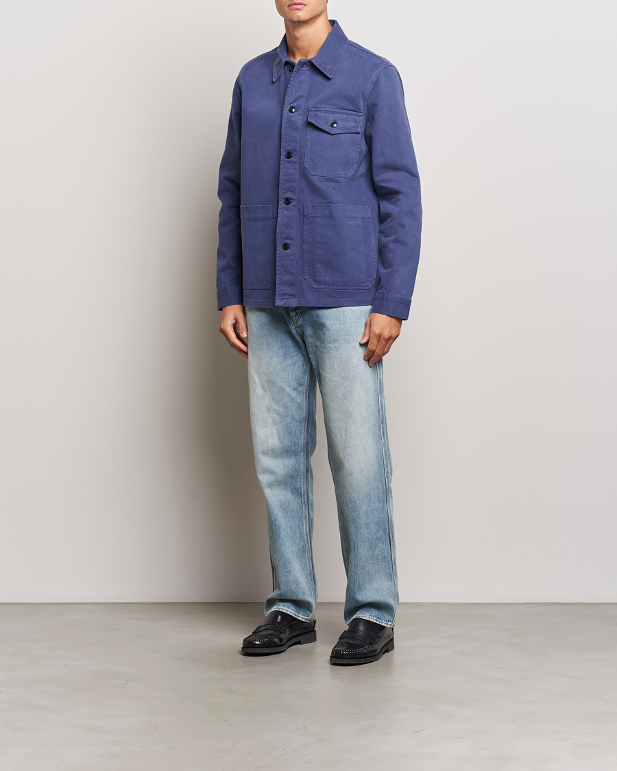 Herren | Hemden | A Day's March | Patch Pocket Sturdy Twill Overshirt Brewers Blue
