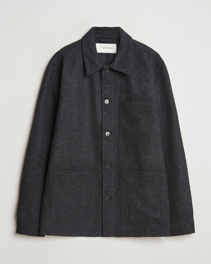 Herren | Hemden | A Day's March | Original Wool Overshirt Charcoal