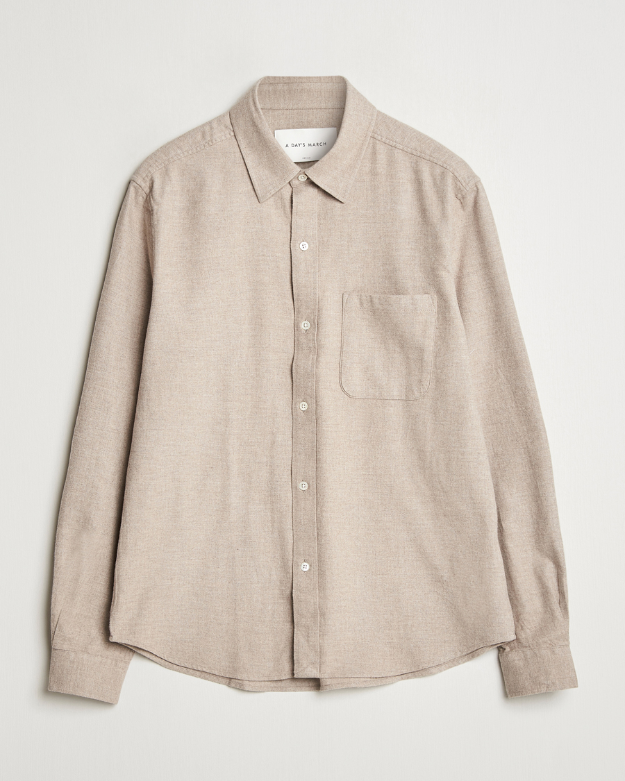 Herren | Hemden | A Day's March | Newark Flannel Shirt Sand Melange