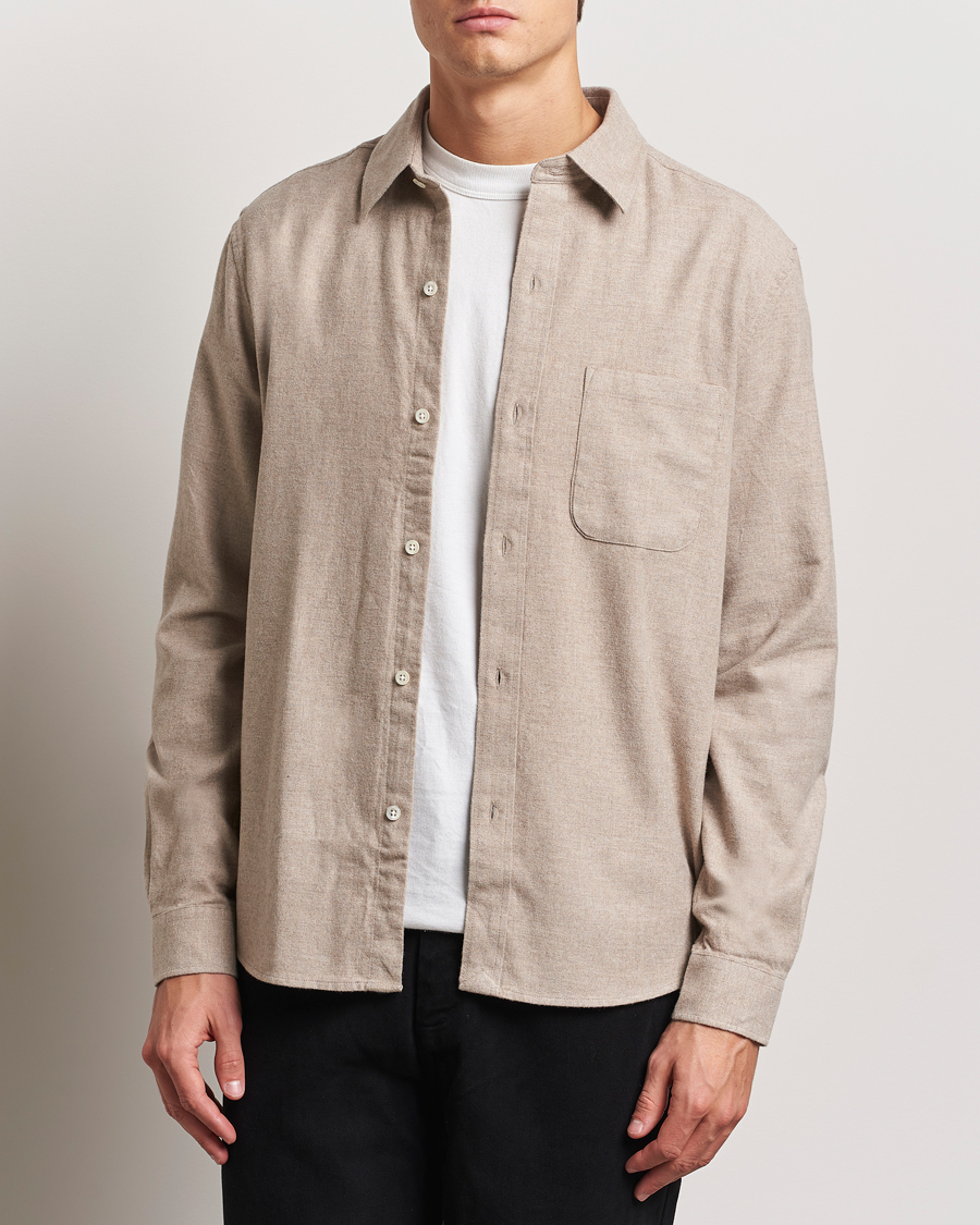 Herren | Hemden | A Day's March | Newark Flannel Shirt Sand Melange