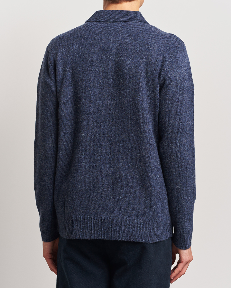 Herren | Pullover | A Day's March | Avoch Lambswool Polo Navy Melange