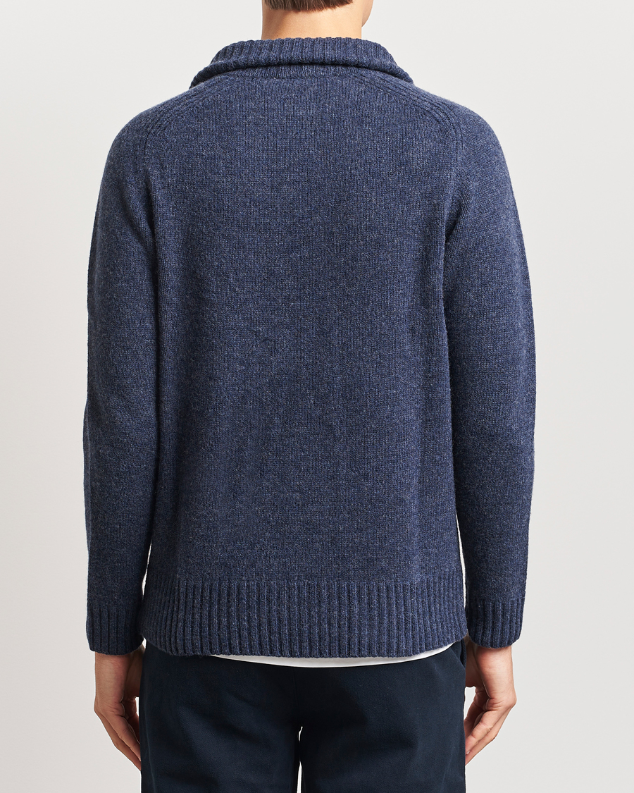 Herren | Pullover | A Day's March | Cullen Half-Zip Lambswool Sweater Navy Melange