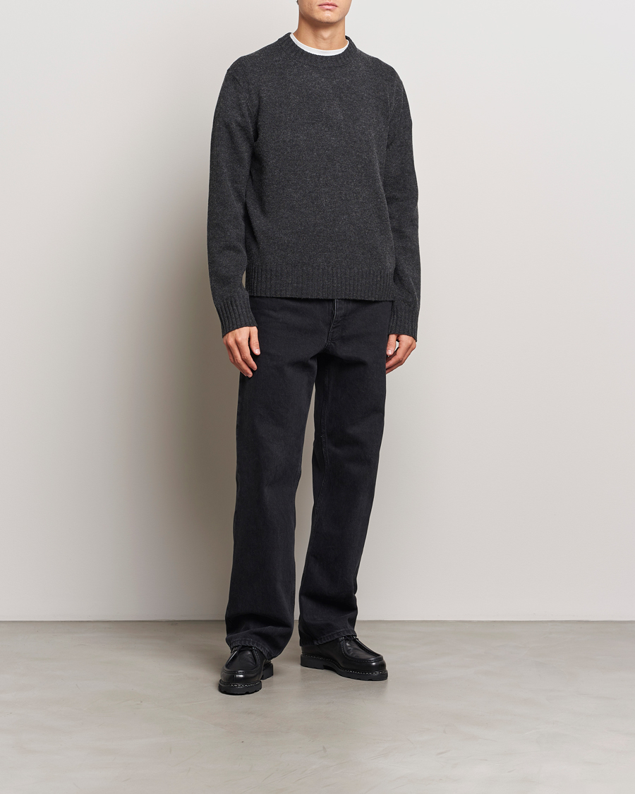 Herren | Pullover | A Day's March | Marlow Lambswool Crew Black Melange