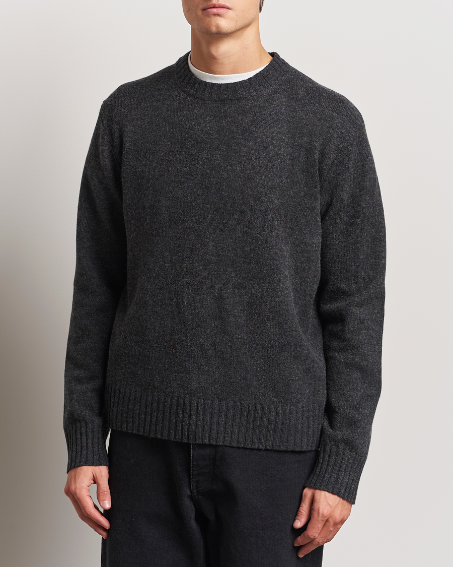 Herren | Pullover | A Day's March | Marlow Lambswool Crew Black Melange