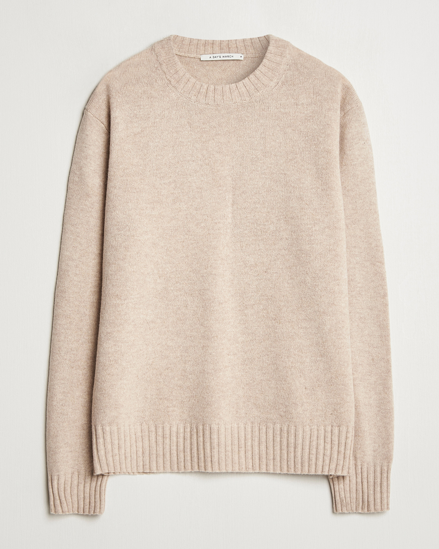 Herren | Pullover | A Day's March | Marlow Lambswool Crew Sand Melange