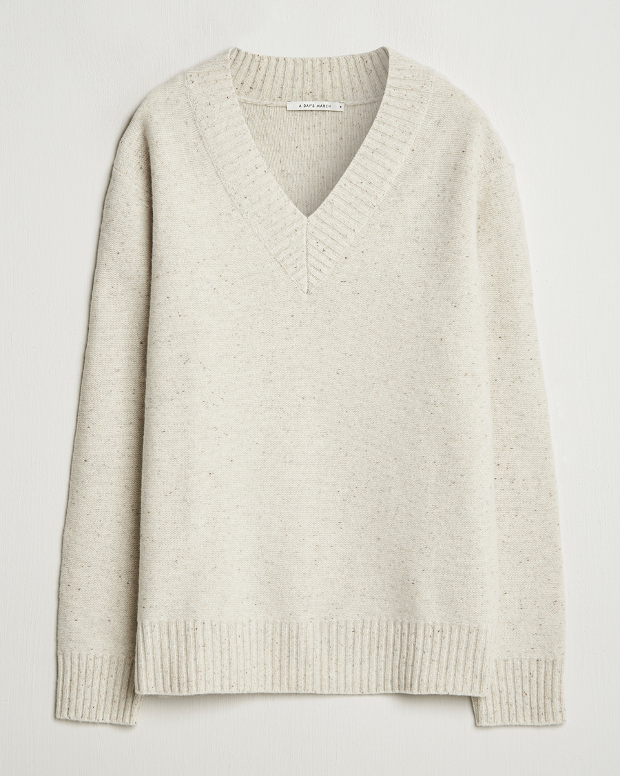 Herren | Pullover | A Day's March | Stanley Boiled Merino V-Neck Sweater Snow