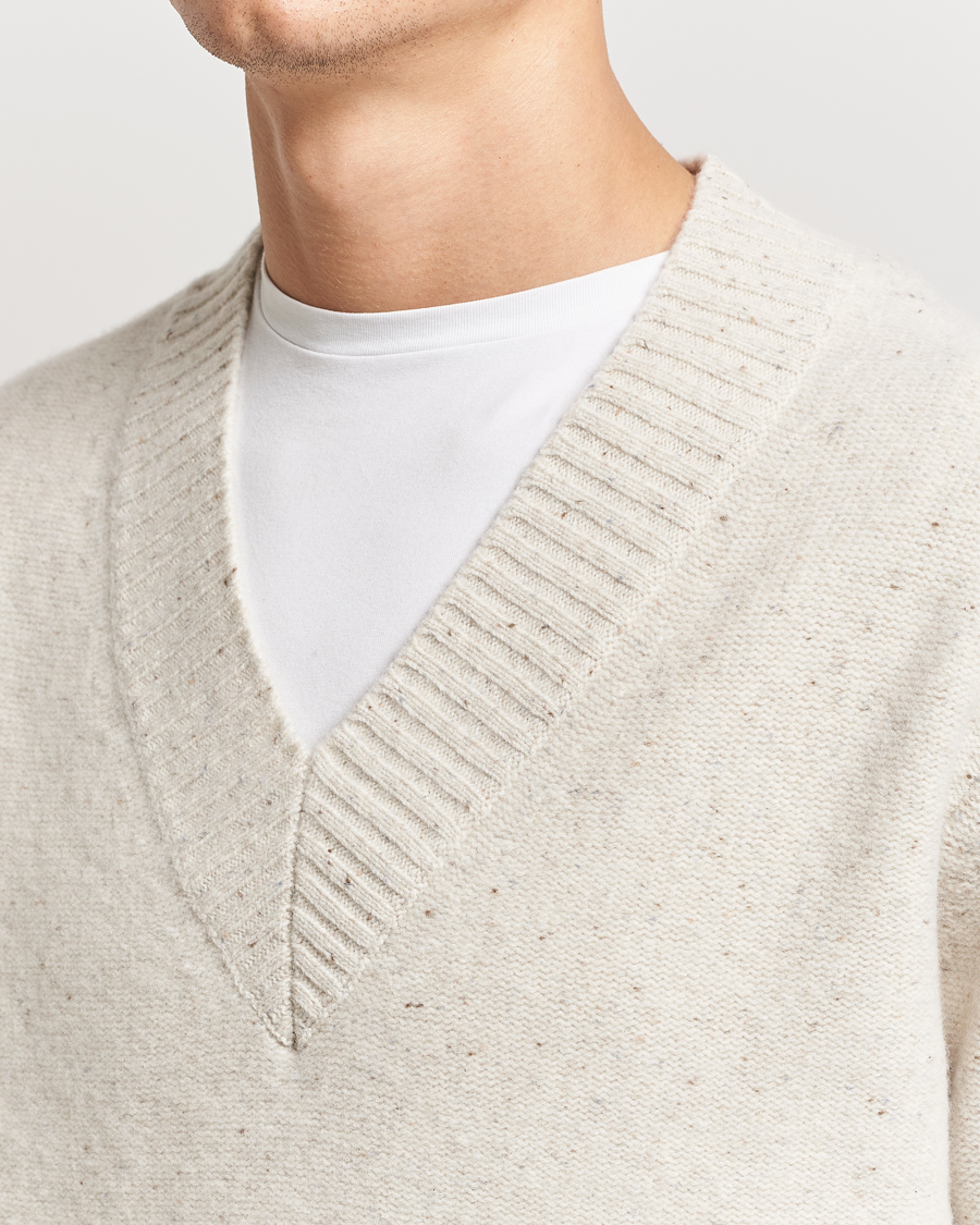 Herren | Pullover | A Day's March | Stanley Boiled Merino V-Neck Sweater Snow