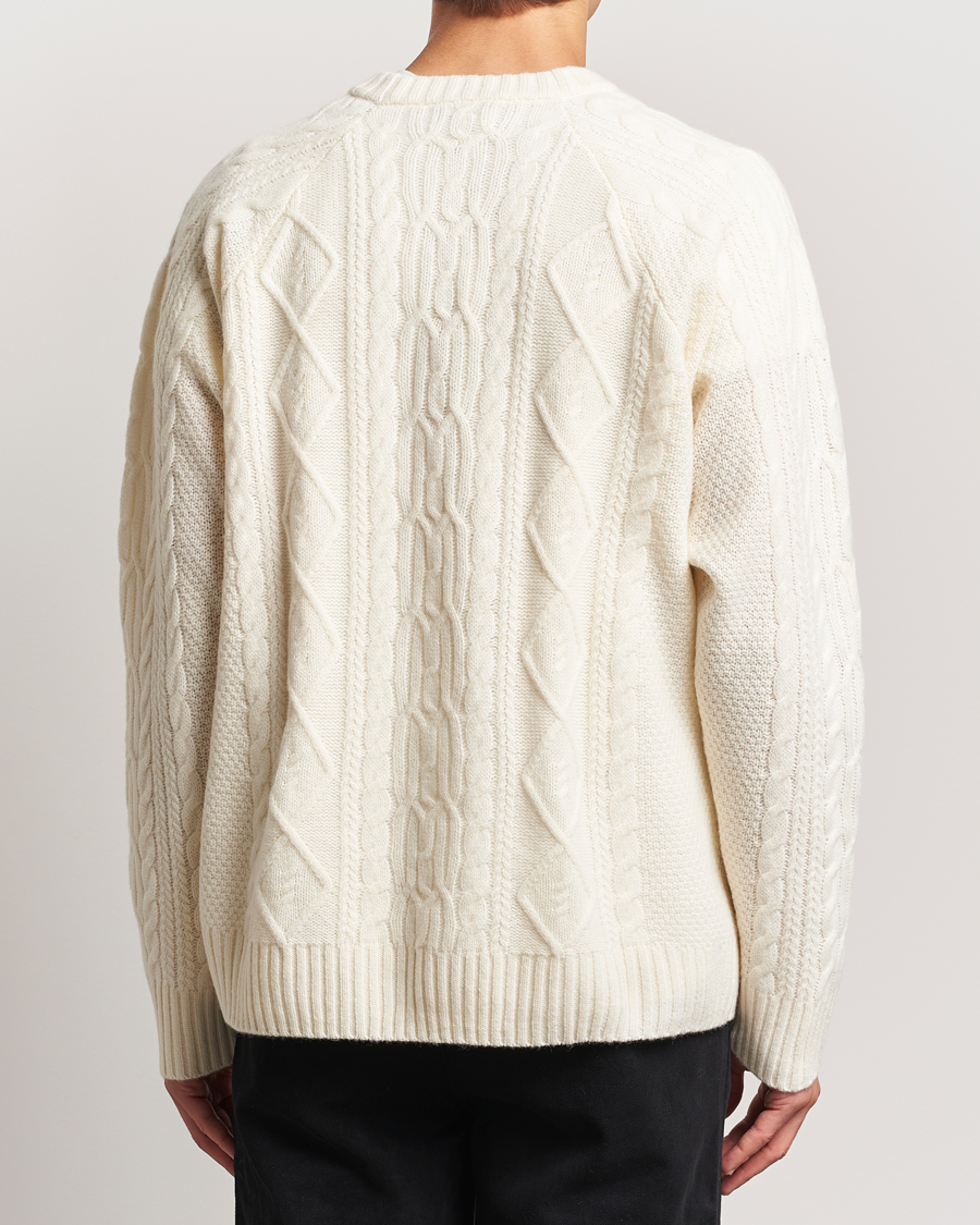 Herren | Pullover | A Day's March | Atlas Aran Knit Lambswool Sweater Off White