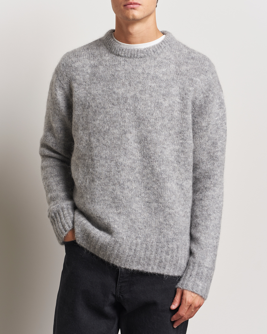 Herren | Pullover | A Day's March | Tietar Mohair Sweater Grey Melange