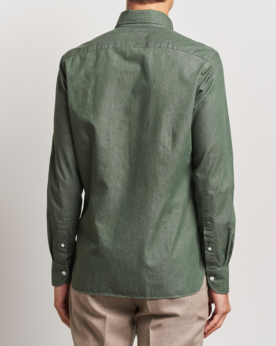 Herren | Hemden | 100Hands | Button Down Denim Shirt Sage Green