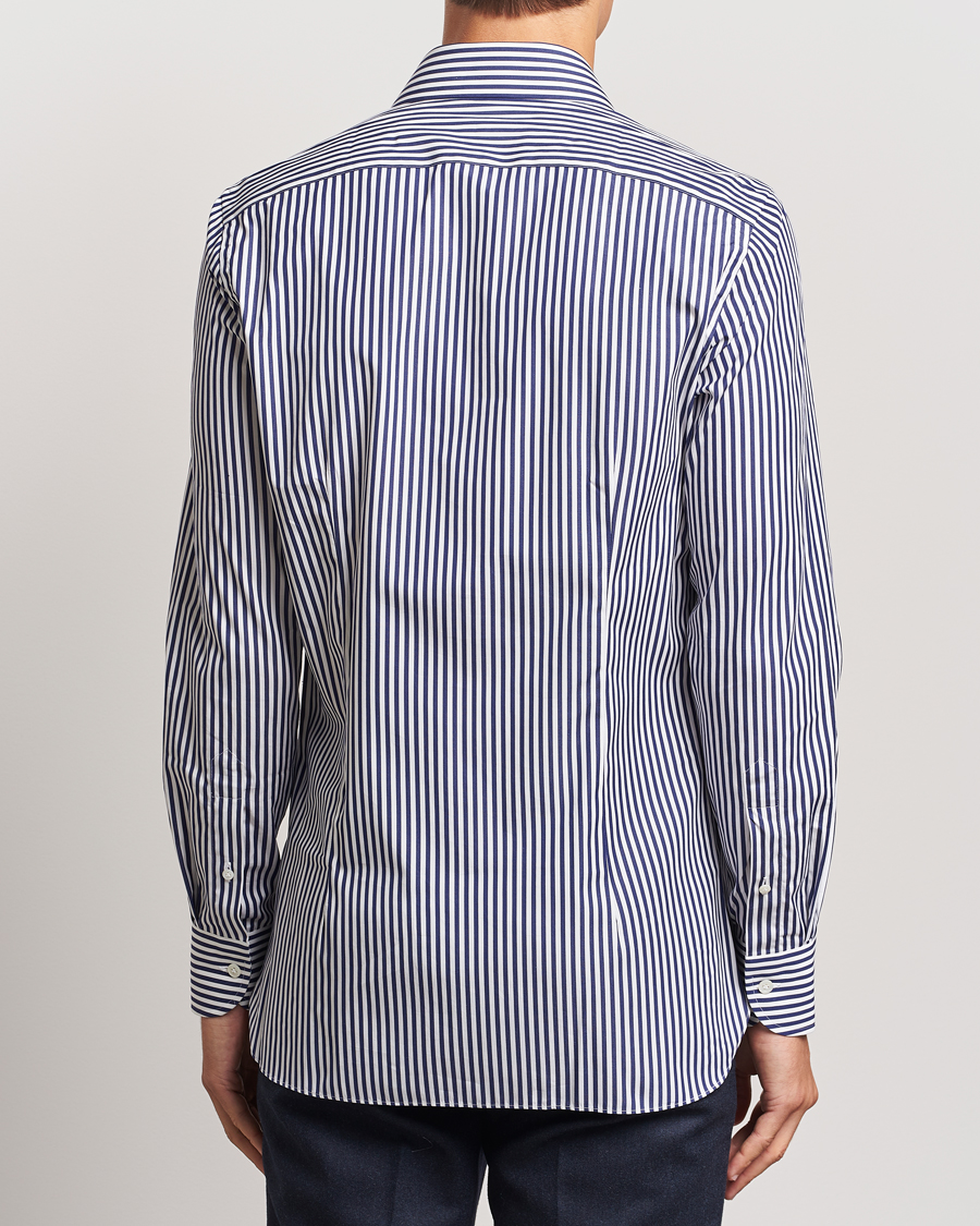 Herren | Hemden | 100Hands | Striped Cut Away Cotton Shirt Navy