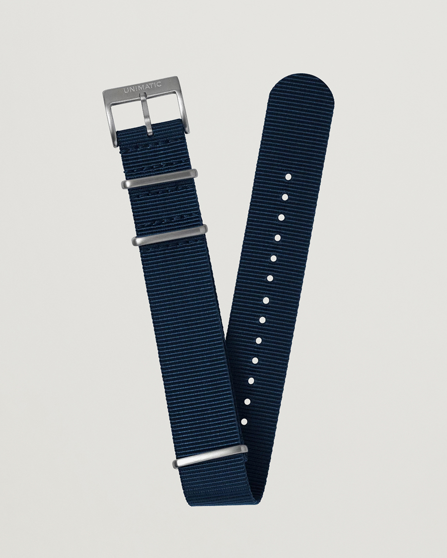 Herren | Uhrenarmband | UNIMATIC | Nylon Nato Steel 22mm Strap Vintage Navy