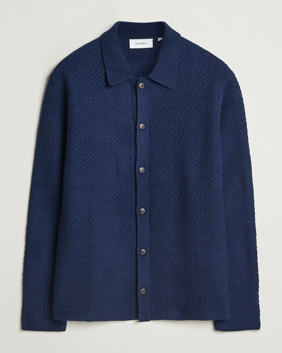 Herren | Pullover | LES DEUX | Finnegan Knit Shirt Cardigan Dark Navy