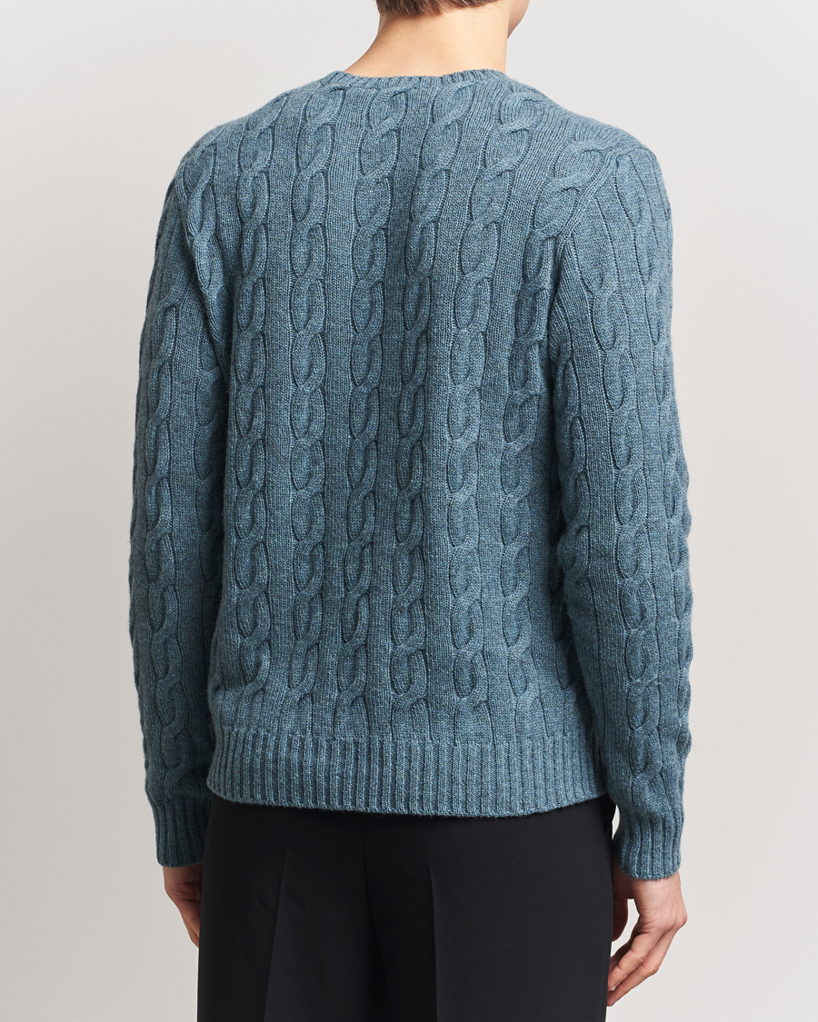 Herren | Pullover | Ralph Lauren Purple Label | Cashmere Cable Sweater Blue Melange