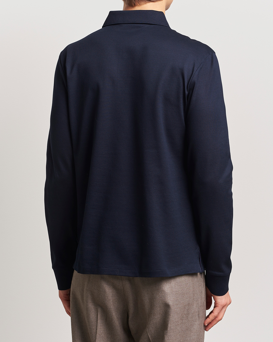 Herren | Pullover | Ralph Lauren Purple Label | Mercerized Cotton Long Sleeve Polo Chairman Navy