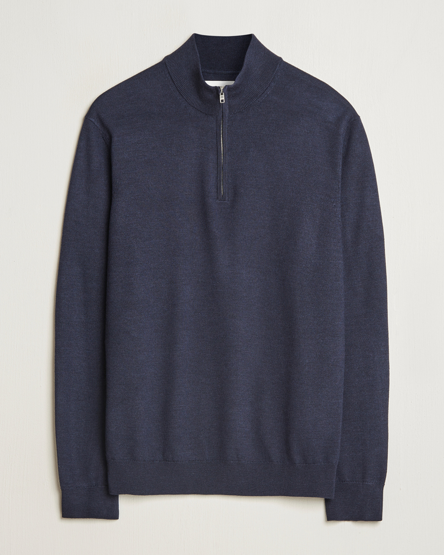 Herren | Pullover | NN07 | Sergio Merino Knitted Half Zip Navy Melange
