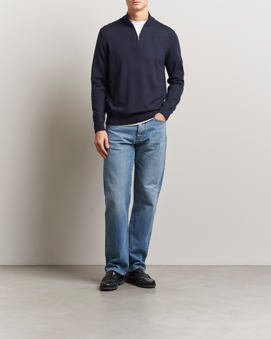 Herren | Pullover | NN07 | Sergio Merino Knitted Half Zip Navy Melange