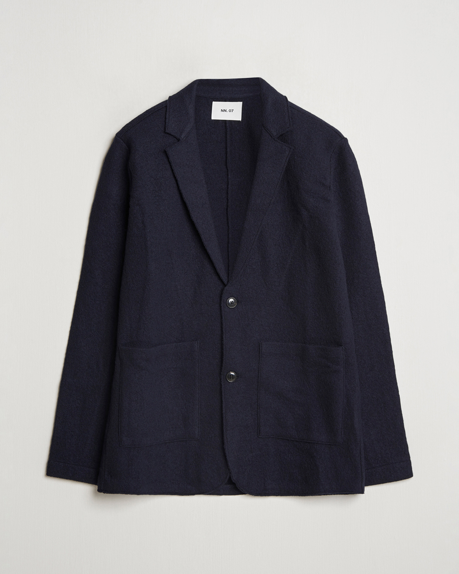 Herren | Sakkos | NN07 | Boiled Wool Knitted Blazer Navy Blue