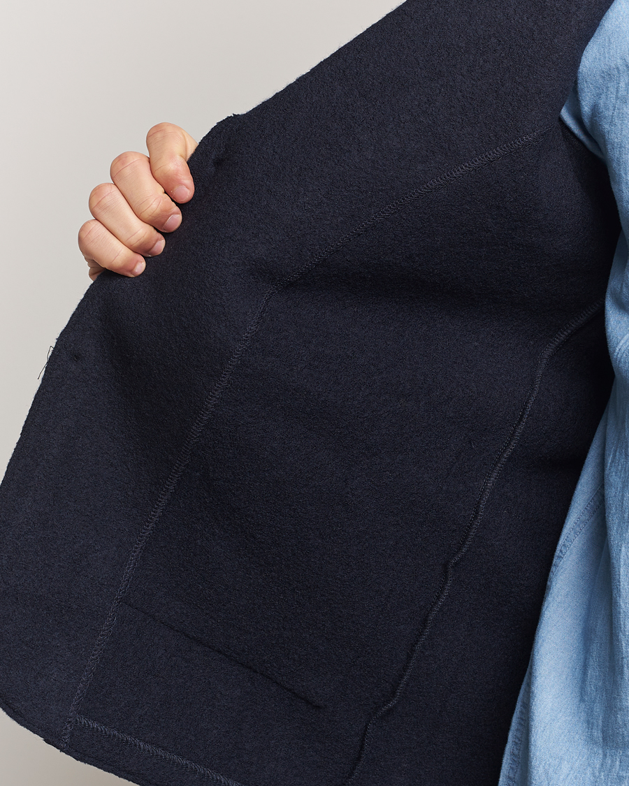 Herren | Sakkos | NN07 | Boiled Wool Knitted Blazer Navy Blue