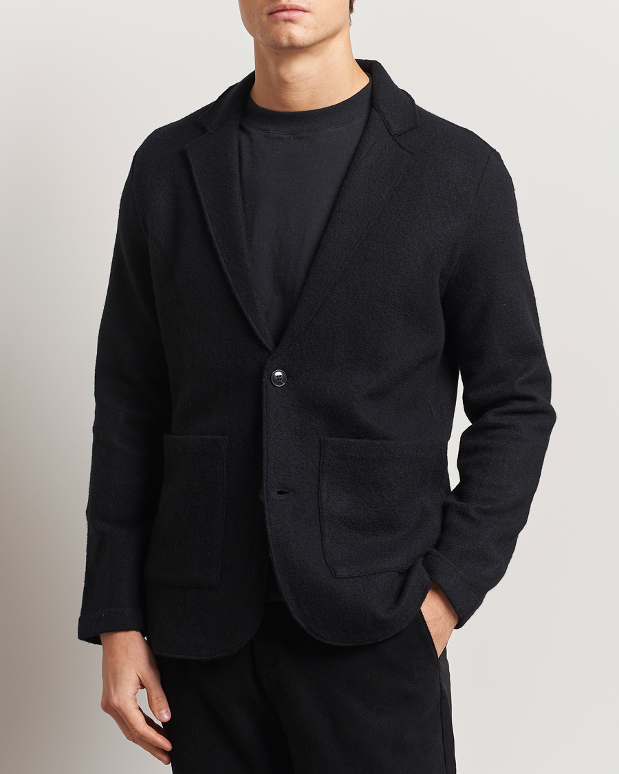 Herren | Sakkos | NN07 | Boiled Wool Knitted Blazer Black