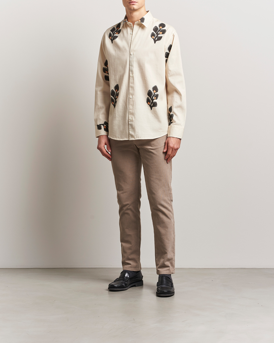 Herren | Hemden | NN07 | Freddy Printed Cotton/Lyocell Shirt Ivory