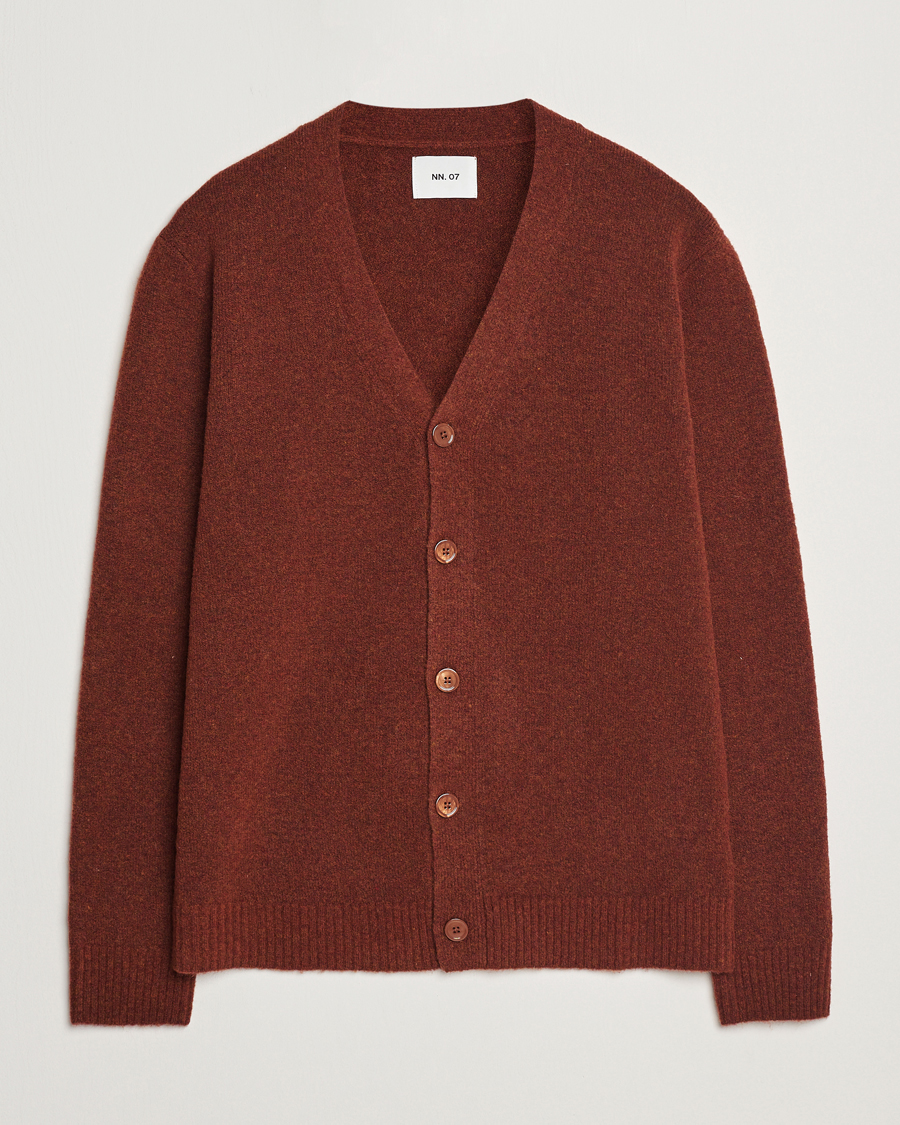 Herren | Pullover | NN07 | John Wool Knitted Cardigan Rust Red