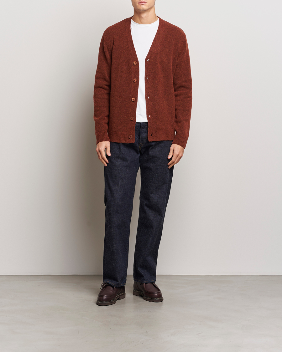Herren | Pullover | NN07 | John Wool Knitted Cardigan Rust Red