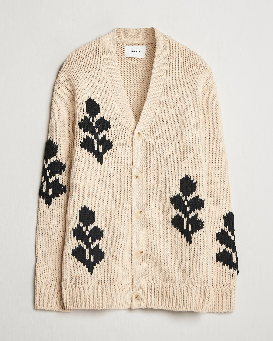 Herren | Pullover | NN07 | Mika Knitted Leaf Cardigan Ecru
