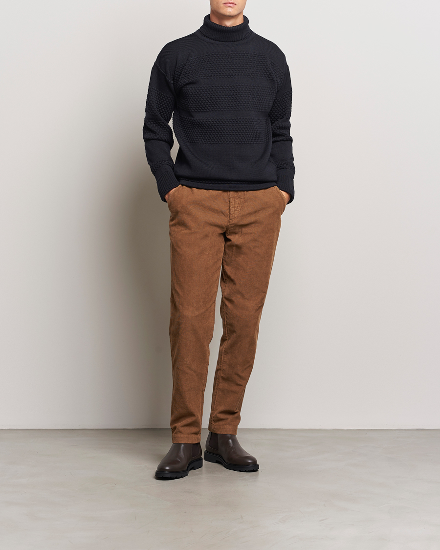 Herren | Pullover | S.N.S. Herning | Fisherman Wool Rollneck Sweater Navy Blue