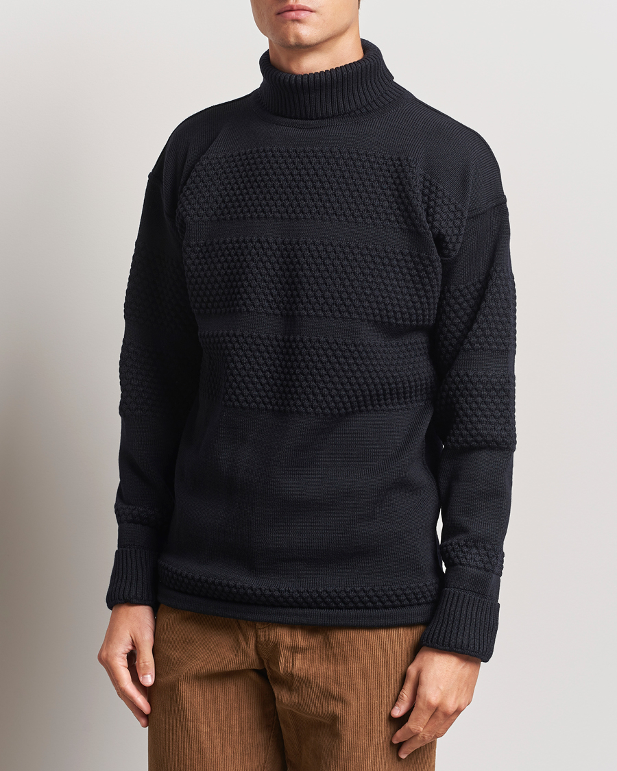 Herren | Pullover | S.N.S. Herning | Fisherman Wool Rollneck Sweater Navy Blue